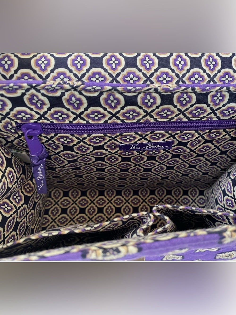 Vera Bradley Julia Purple Quilted Voilet Paisley Satchel Shoulder Bag Turn-Lock - Picture 5 of 11